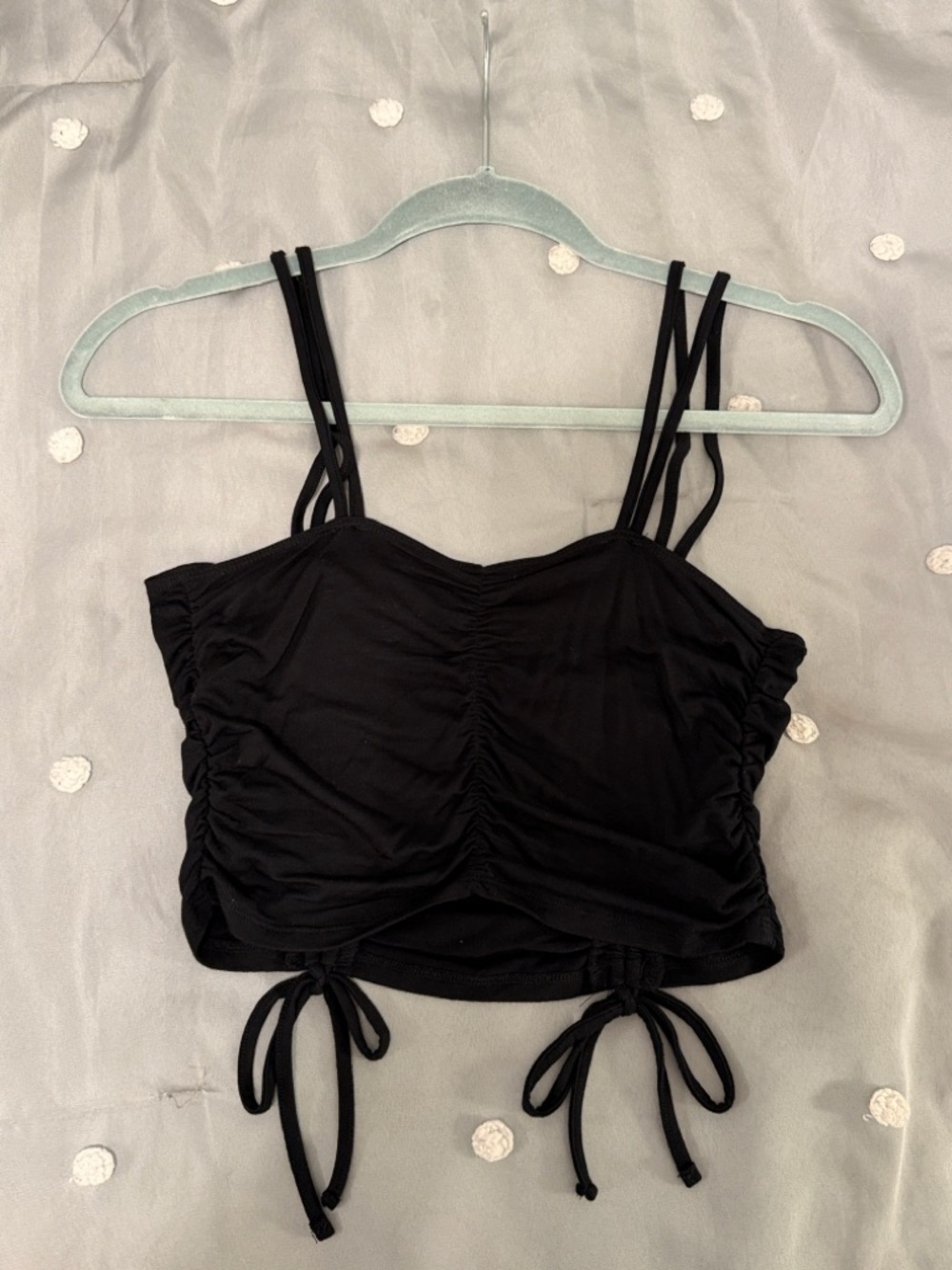 Garage Black Ruched Crop Tank